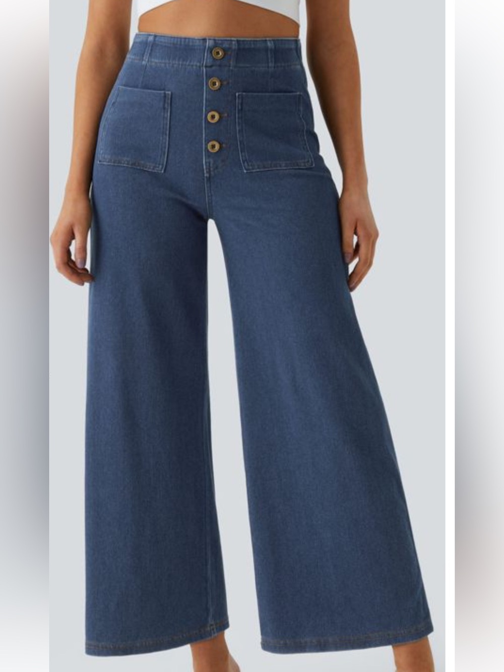 NWT Halara Stretch Wide-Leg High-Rise Women's Jeans - Dark Blue